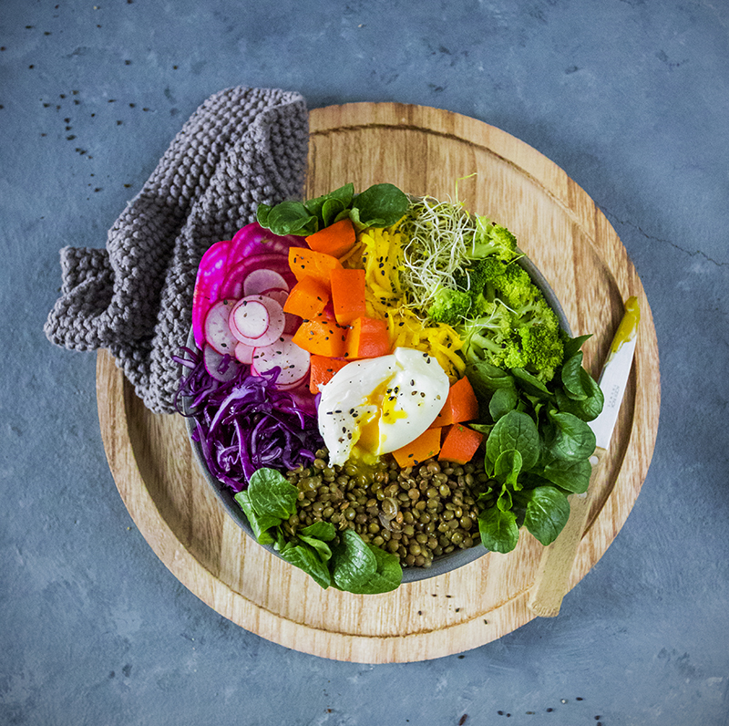 Veggie bowl de lentilles vertes du Berry